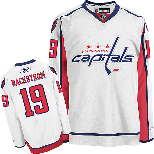 Men's Reebok Washington Capitals #19 Nicklas Backstrom Authentic White Away NHL Jersey
