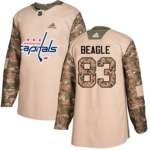 Men's Adidas Washington Capitals #83 Jay Beagle Authentic Camo Veterans Day Practice NHL Jersey