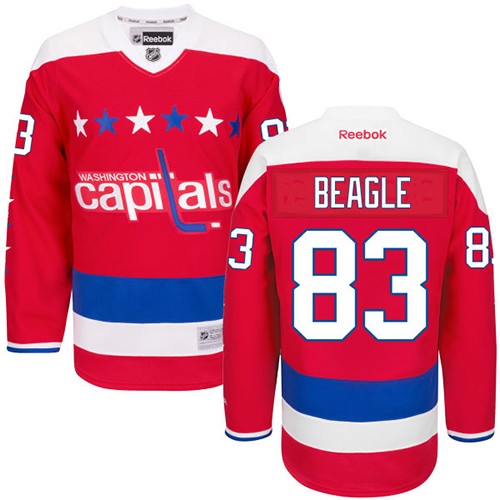 Men's Reebok Washington Capitals #83 Jay Beagle Authentic Red Third NHL Jersey