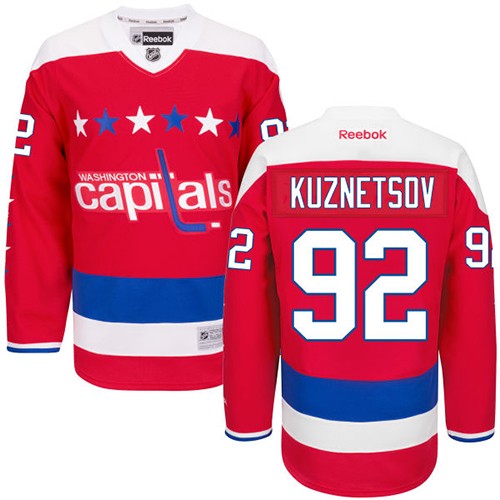 Men's Reebok Washington Capitals #92 Evgeny Kuznetsov Authentic Red Third NHL Jersey