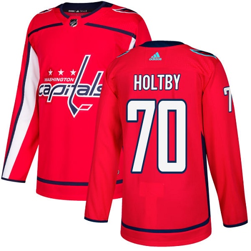 Men's Adidas Washington Capitals #70 Braden Holtby Authentic Red Home NHL Jersey