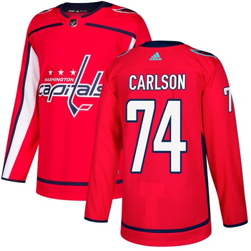 Men's Adidas Washington Capitals #74 John Carlson Authentic Red Home NHL Jersey