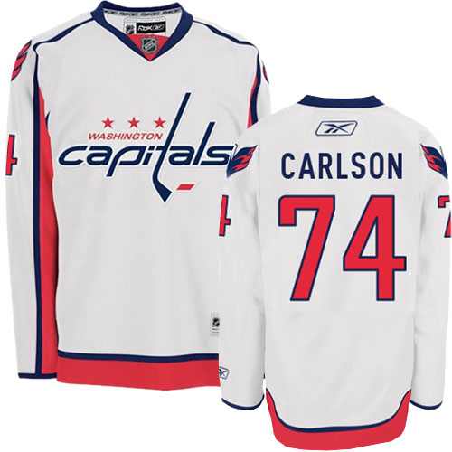 Men's Reebok Washington Capitals #74 John Carlson Authentic White Away NHL Jersey