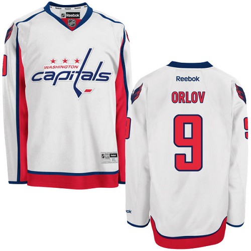 Men's Reebok Washington Capitals #9 Dmitry Orlov Authentic White Away NHL Jersey