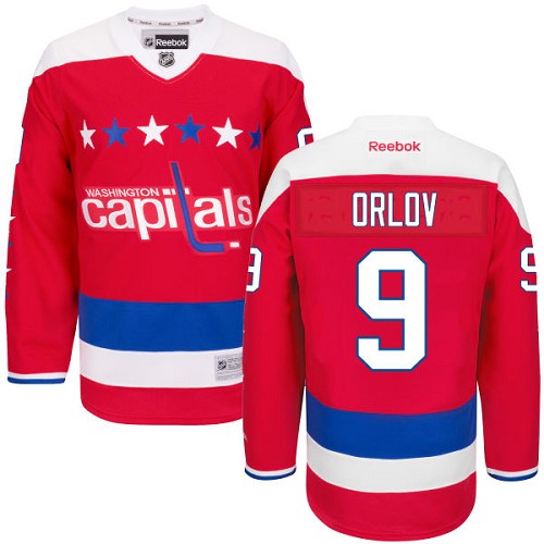 Men's Reebok Washington Capitals #9 Dmitry Orlov Authentic Red Third NHL Jersey