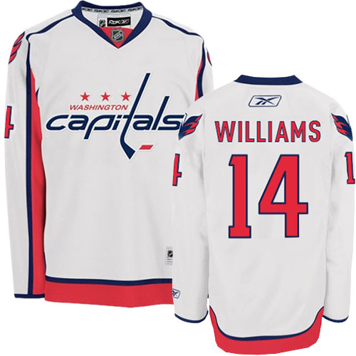 Men's Reebok Washington Capitals #14 Justin Williams Authentic White Away NHL Jersey