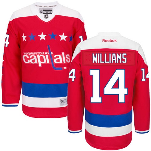 Men's Reebok Washington Capitals #14 Justin Williams Authentic Red Third NHL Jersey