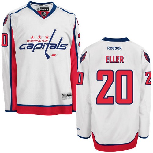 Men's Reebok Washington Capitals #20 Lars Eller Authentic White Away NHL Jersey
