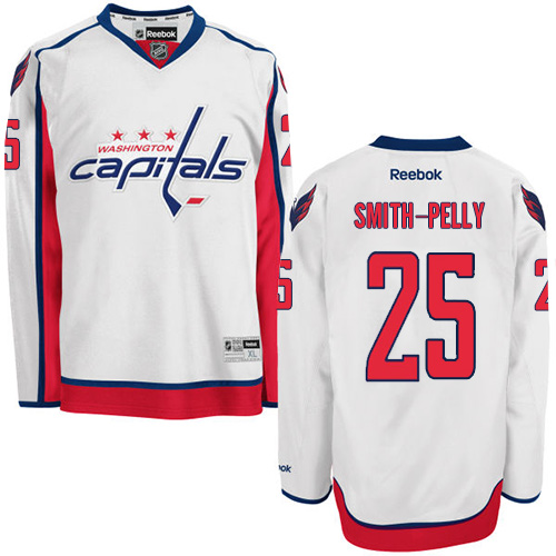 Men's Reebok Washington Capitals #25 Devante Smith-Pelly Authentic White Away NHL Jersey