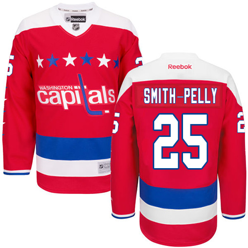 Men's Reebok Washington Capitals #25 Devante Smith-Pelly Premier Red Third NHL Jersey