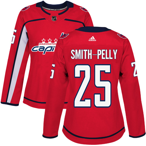 Women's Adidas Washington Capitals #25 Devante Smith-Pelly Authentic Red Home NHL Jersey
