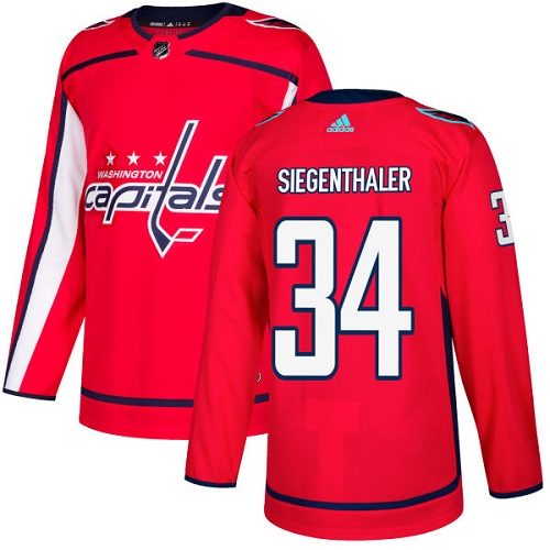 Men's Adidas Washington Capitals #34 Jonas Siegenthaler Authentic Red Home NHL Jersey