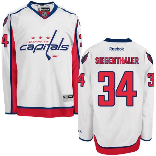 Men's Reebok Washington Capitals #34 Jonas Siegenthaler Authentic White Away NHL Jersey