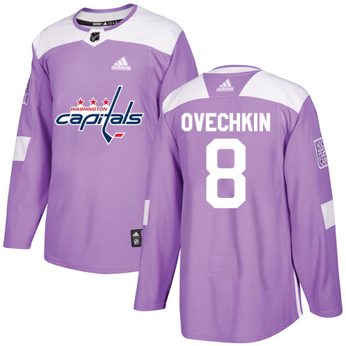 Men's Adidas Washington Capitals #8 Alex Ovechkin Authentic Purple Fights Cancer Practice NHL Jersey