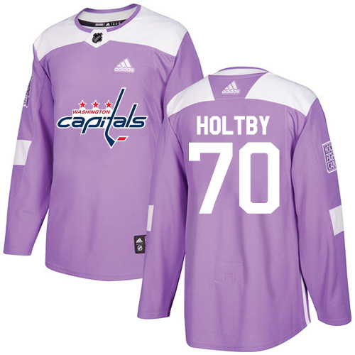 Youth Adidas Washington Capitals #70 Braden Holtby Authentic Purple Fights Cancer Practice NHL Jersey