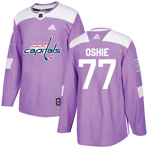 Men's Adidas Washington Capitals #77 T.J. Oshie Authentic Purple Fights Cancer Practice NHL Jersey