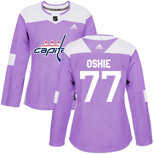 Women's Adidas Washington Capitals #77 T.J. Oshie Authentic Purple Fights Cancer Practice NHL Jersey