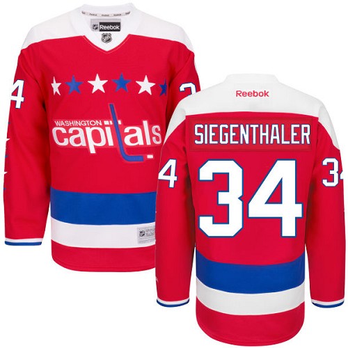 Men's Reebok Washington Capitals #34 Jonas Siegenthaler Authentic Red Third NHL Jersey
