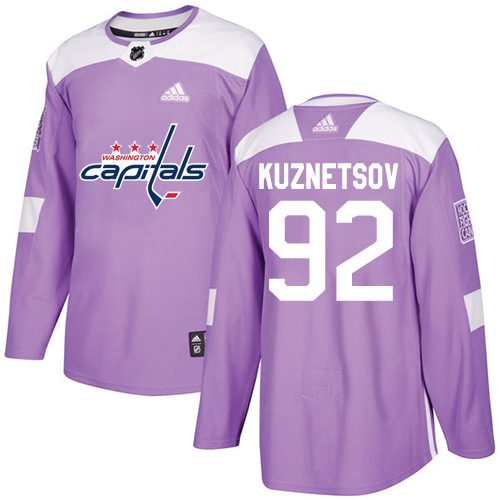 Youth Adidas Washington Capitals #92 Evgeny Kuznetsov Authentic Purple Fights Cancer Practice NHL Jersey