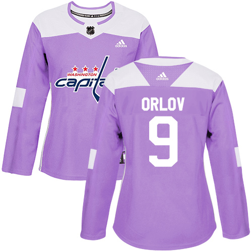 Women's Adidas Washington Capitals #9 Dmitry Orlov Authentic Purple Fights Cancer Practice NHL Jersey