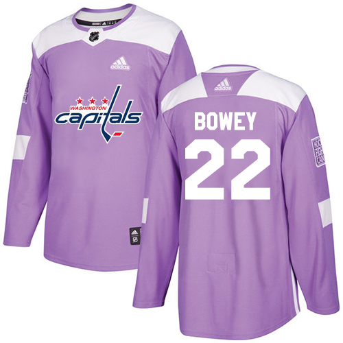 Men's Adidas Washington Capitals #22 Madison Bowey Authentic Purple Fights Cancer Practice NHL Jersey