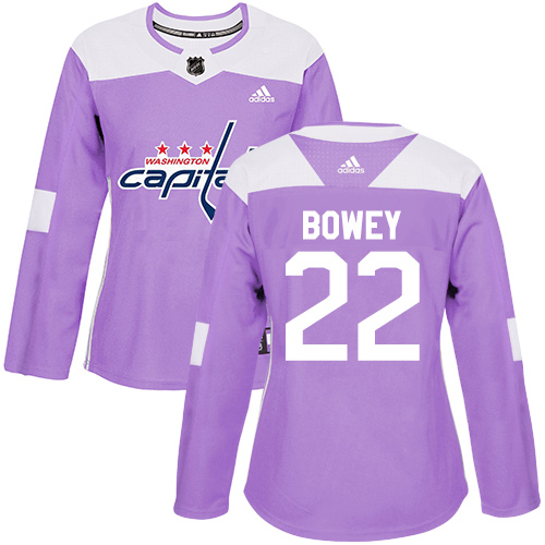 Women's Adidas Washington Capitals #22 Madison Bowey Authentic Purple Fights Cancer Practice NHL Jersey