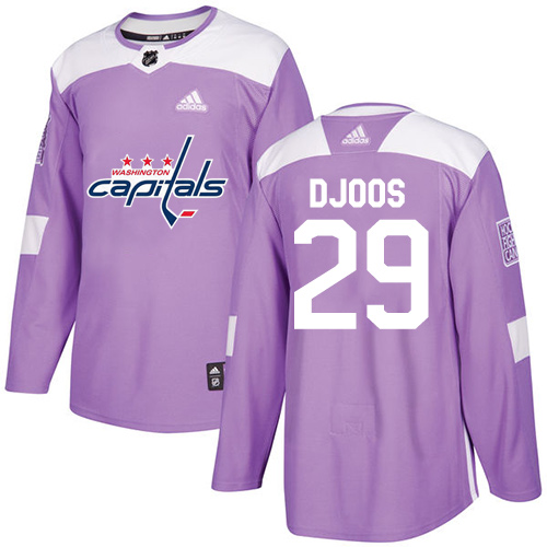 Men's Adidas Washington Capitals #29 Christian Djoos Authentic Purple Fights Cancer Practice NHL Jersey