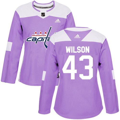 Women's Adidas Washington Capitals #43 Tom Wilson Authentic Purple Fights Cancer Practice NHL Jersey