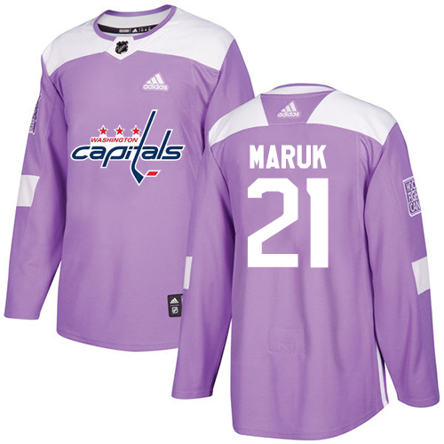 Youth Adidas Washington Capitals #21 Dennis Maruk Authentic Purple Fights Cancer Practice NHL Jersey