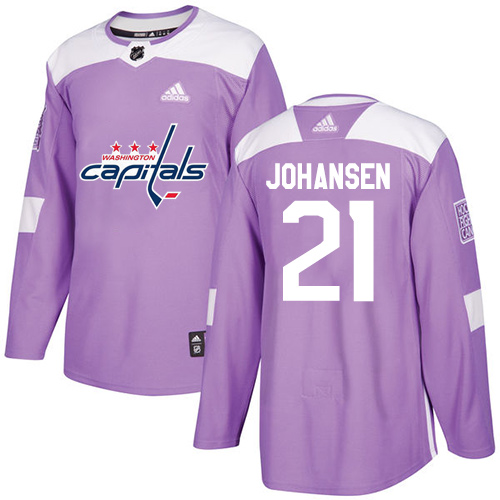 Youth Adidas Washington Capitals #21 Lucas Johansen Authentic Purple Fights Cancer Practice NHL Jersey
