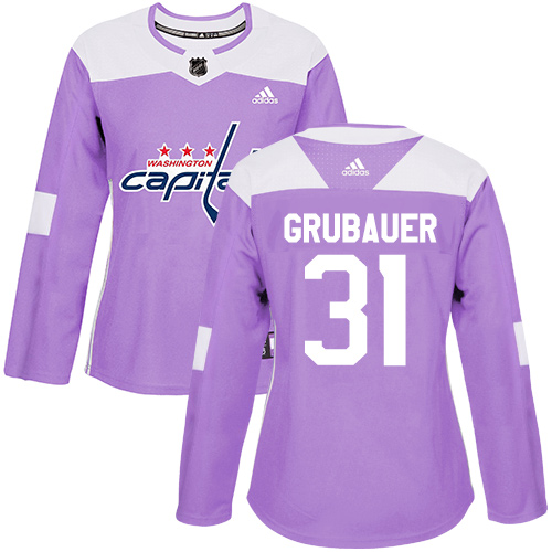 Women's Adidas Washington Capitals #31 Philipp Grubauer Authentic Purple Fights Cancer Practice NHL Jersey