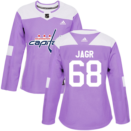 Women's Adidas Washington Capitals #68 Jaromir Jagr Authentic Purple Fights Cancer Practice NHL Jersey