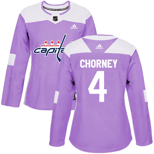 Women's Adidas Washington Capitals #4 Taylor Chorney Authentic Purple Fights Cancer Practice NHL Jersey