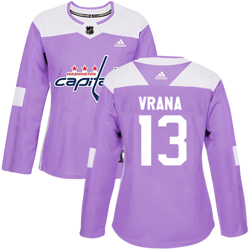 Women's Adidas Washington Capitals #13 Jakub Vrana Authentic Purple Fights Cancer Practice NHL Jersey
