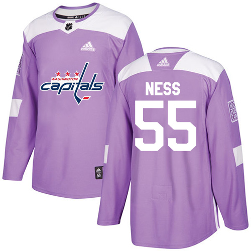 Men's Adidas Washington Capitals #55 Aaron Ness Authentic Purple Fights Cancer Practice NHL Jersey