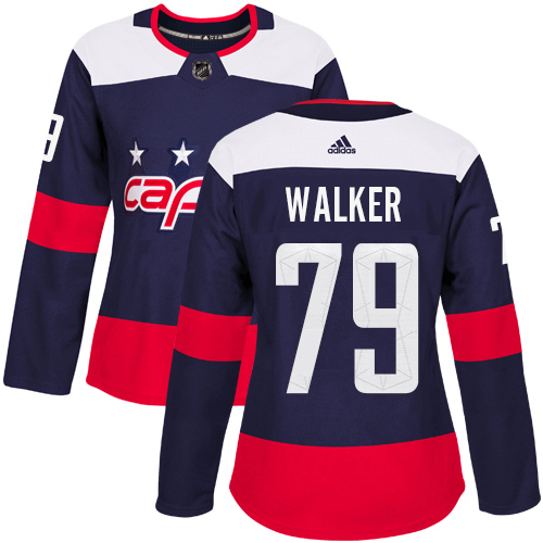 Women's Adidas Washington Capitals #79 Nathan Walker Authentic Navy Blue 2018 Stadium Series NHL Jersey