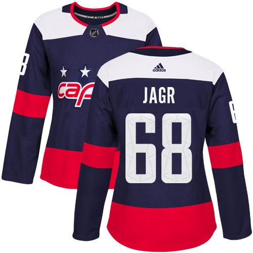 Women's Adidas Washington Capitals #68 Jaromir Jagr Authentic Navy Blue 2018 Stadium Series NHL Jersey