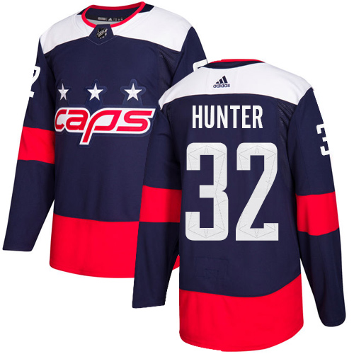 Youth Adidas Washington Capitals #32 Dale Hunter Authentic Navy Blue 2018 Stadium Series NHL Jersey