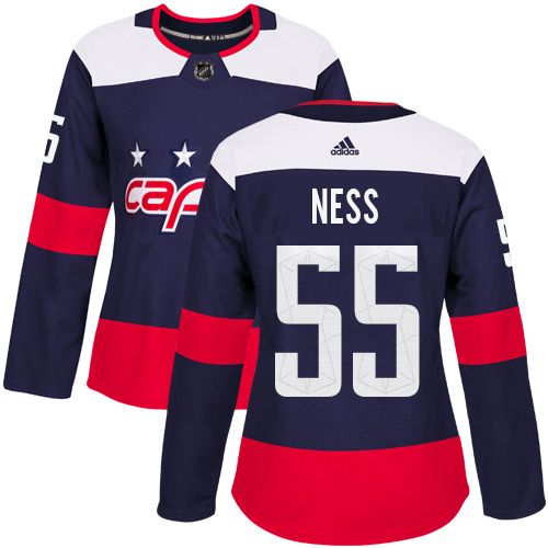 Women's Adidas Washington Capitals #55 Aaron Ness Authentic Navy Blue 2018 Stadium Series NHL Jersey