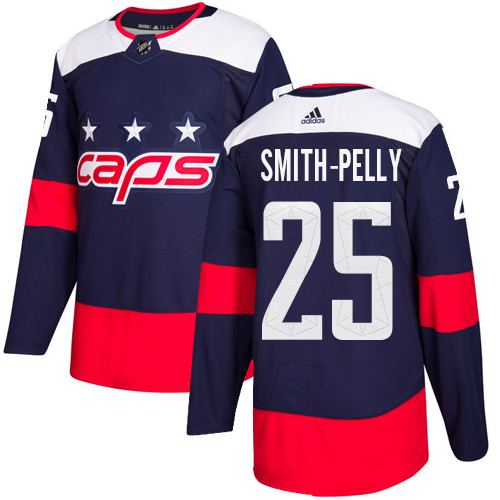 Men's Adidas Washington Capitals #25 Devante Smith-Pelly Authentic Navy Blue 2018 Stadium Series NHL Jersey