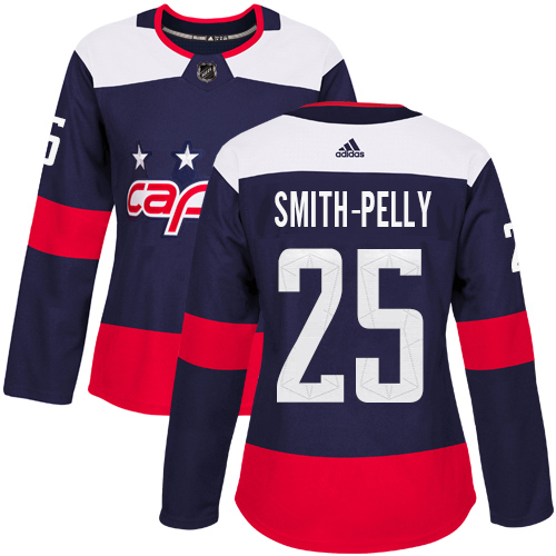 Women's Adidas Washington Capitals #25 Devante Smith-Pelly Authentic Navy Blue 2018 Stadium Series NHL Jersey