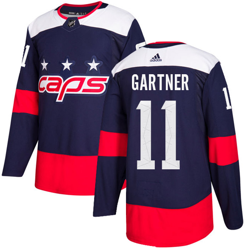 Men's Adidas Washington Capitals #11 Mike Gartner Authentic Navy Blue 2018 Stadium Series NHL Jersey