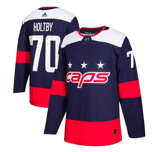 Men's Adidas Washington Capitals #70 Braden Holtby Authentic Navy Blue 2018 Stadium Series NHL Jersey