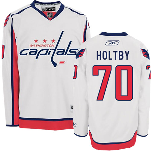 Youth Reebok Washington Capitals #70 Braden Holtby Authentic White Away NHL Jersey