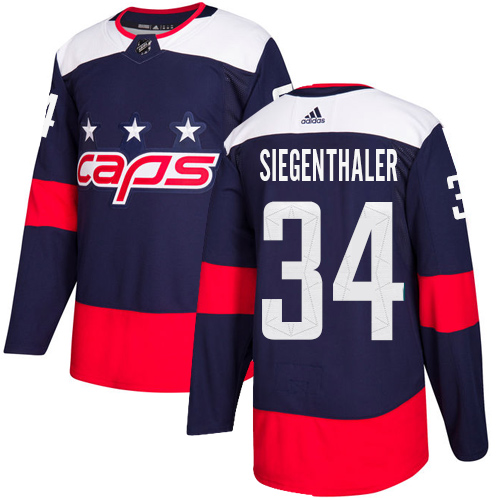 Youth Adidas Washington Capitals #34 Jonas Siegenthaler Authentic Navy Blue 2018 Stadium Series NHL Jersey