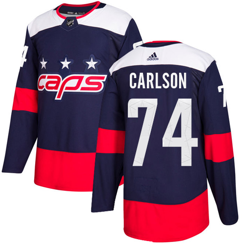 Youth Adidas Washington Capitals #74 John Carlson Authentic Navy Blue 2018 Stadium Series NHL Jersey