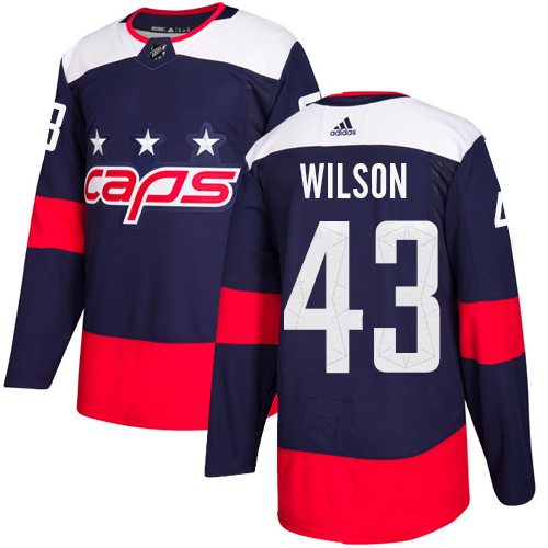 Youth Adidas Washington Capitals #43 Tom Wilson Authentic Navy Blue 2018 Stadium Series NHL Jersey