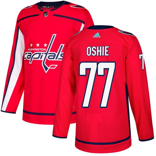 Men's Adidas Washington Capitals #77 T.J. Oshie Premier Red Home NHL Jersey