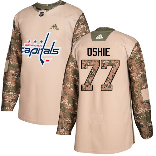 Men's Adidas Washington Capitals #77 T.J. Oshie Authentic Camo Veterans Day Practice NHL Jersey