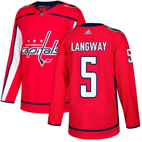Men's Adidas Washington Capitals #5 Rod Langway Authentic Red Home NHL Jersey